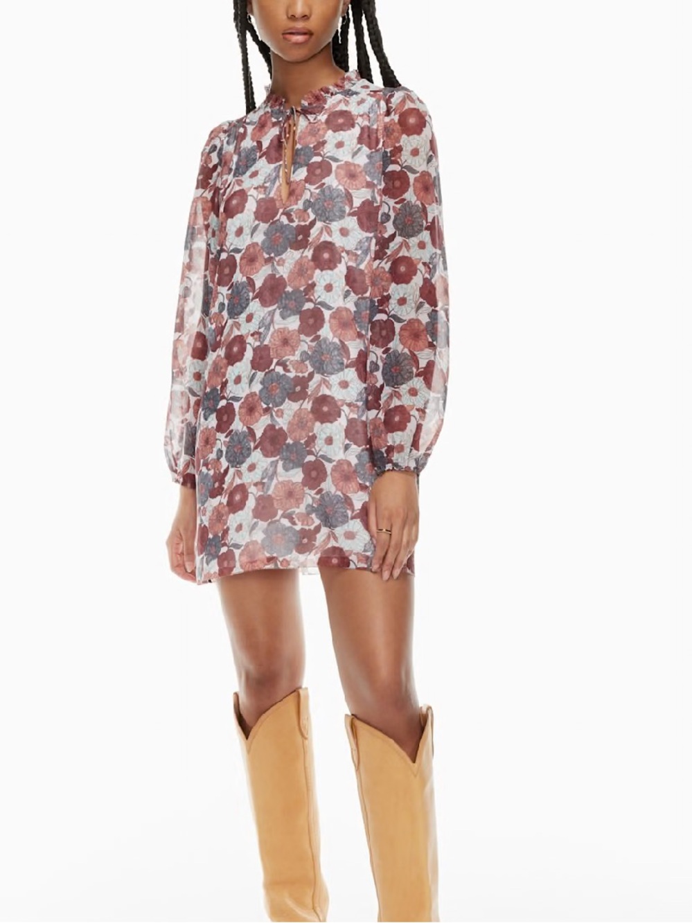 ARITZIA WILFRED Molly mini dress puff sleeve baby doll mini dress